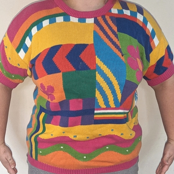 Vintage Multicolour Emilia Saachi Sweater Shirt 1X - Picture 1 of 2